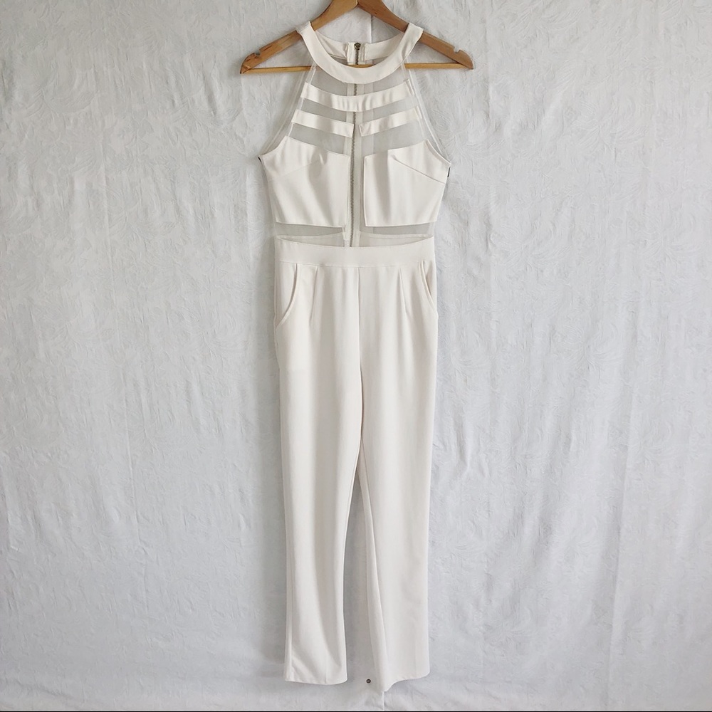 White Laced-Top Jumpsuit